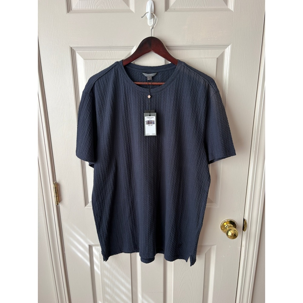 John Varvatos Textured Tee Mens XL Navy Blue Short Sleeve Crew Neck K7009W25